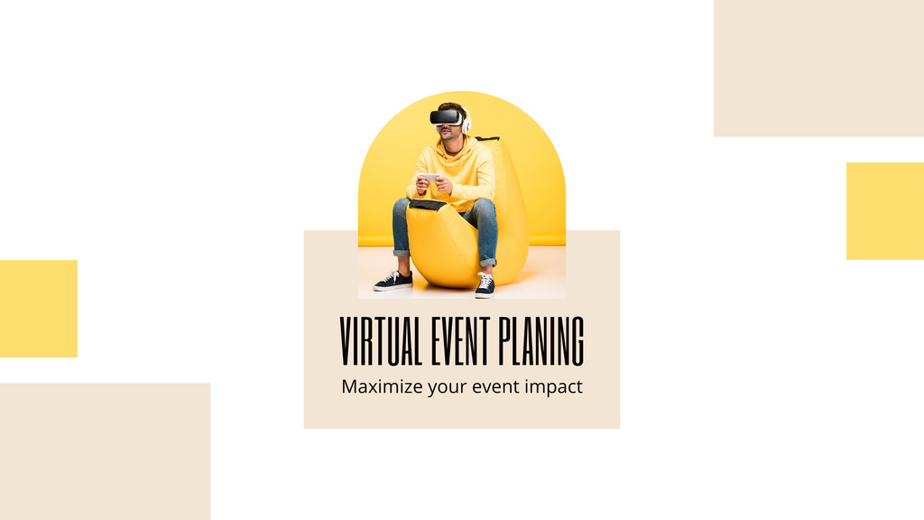 Virtual Event Planning Offer with Man in VR Glasses Youtubeデザインテンプレート