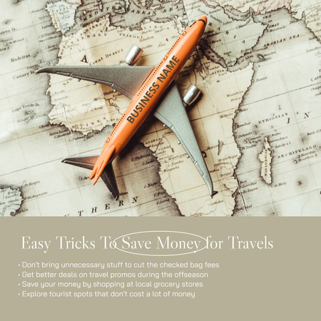 Saving Money Tricks for Travel Instagram Design Template