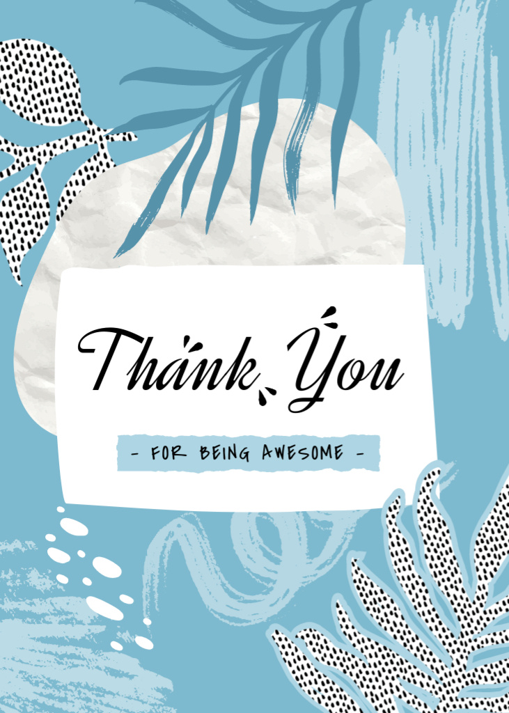 Thank You Phrase With Abstract Floral Background Postcard 5x7in Verticalデザインテンプレート