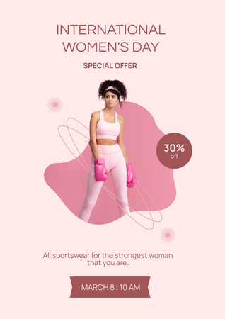 Oferta de roupa desportiva no Dia da Mulher Poster Modelo de Design