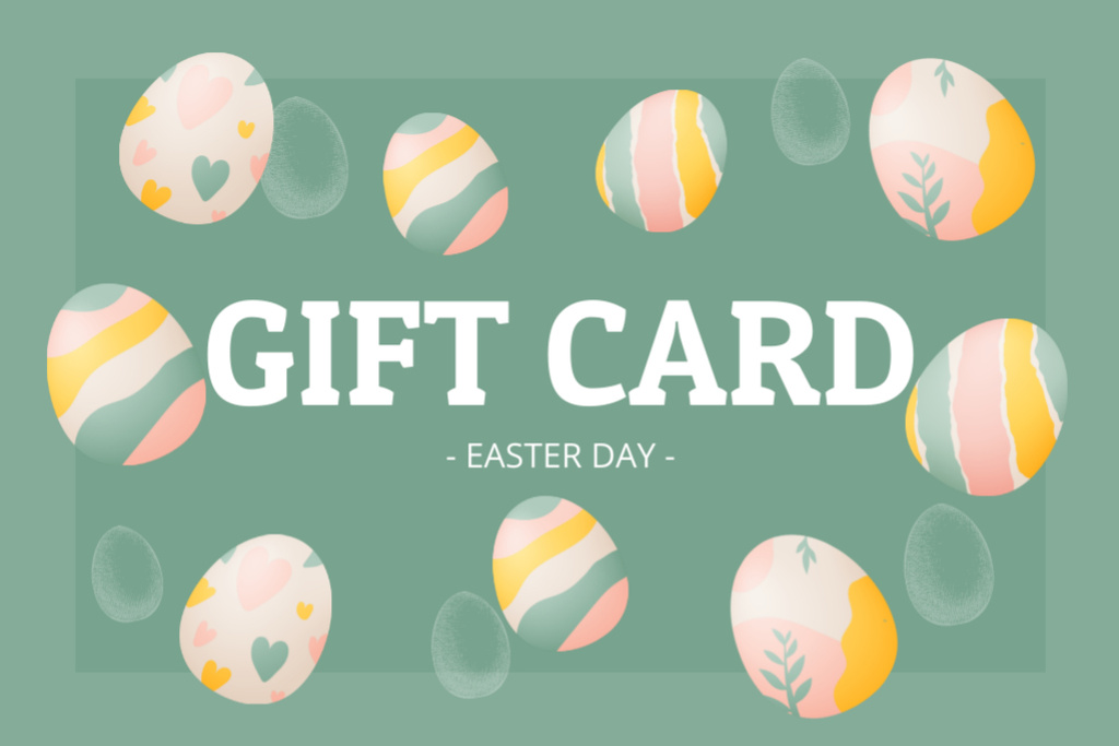 Szablon projektu Easter Holiday Offer with Traditional Painted Eggs Gift Certificate