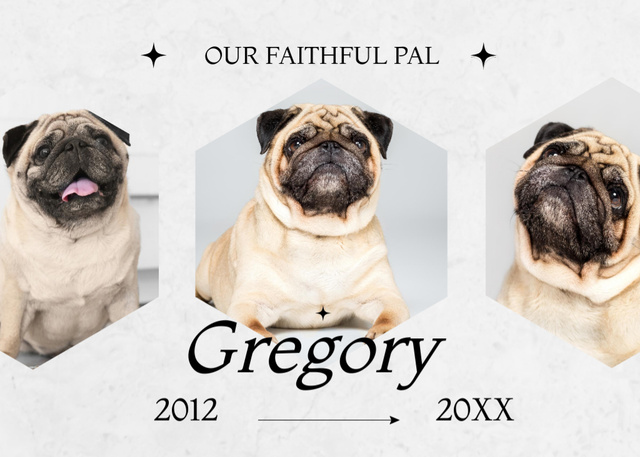 Ceremony in Honor of Passed Pug Postcard 5x7in Design Template