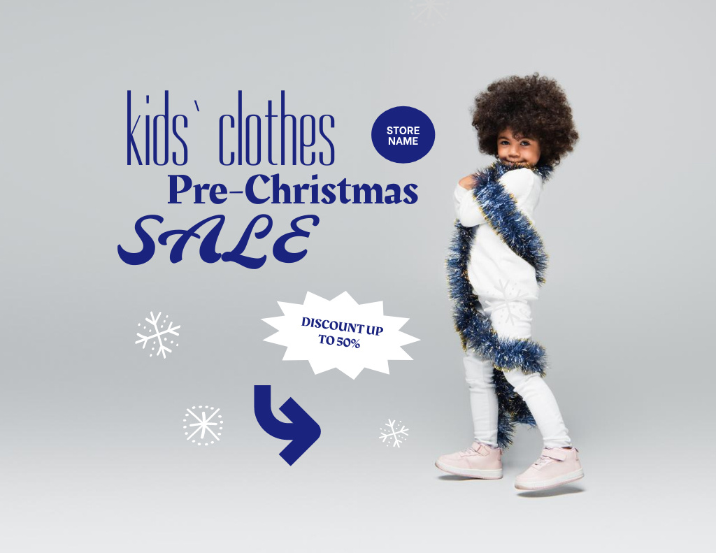 Template di design Pre-Christmas Sale of Children's Clothes Flyer 8.5x11in Horizontal