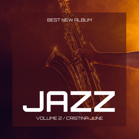 Platilla de diseño Music Album Announcement with Saxophone Album Cover