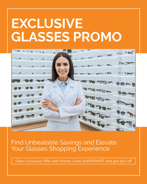 Exclusive Offer of Glasses Sale Instagram Post Vertical Πρότυπο σχεδίασης