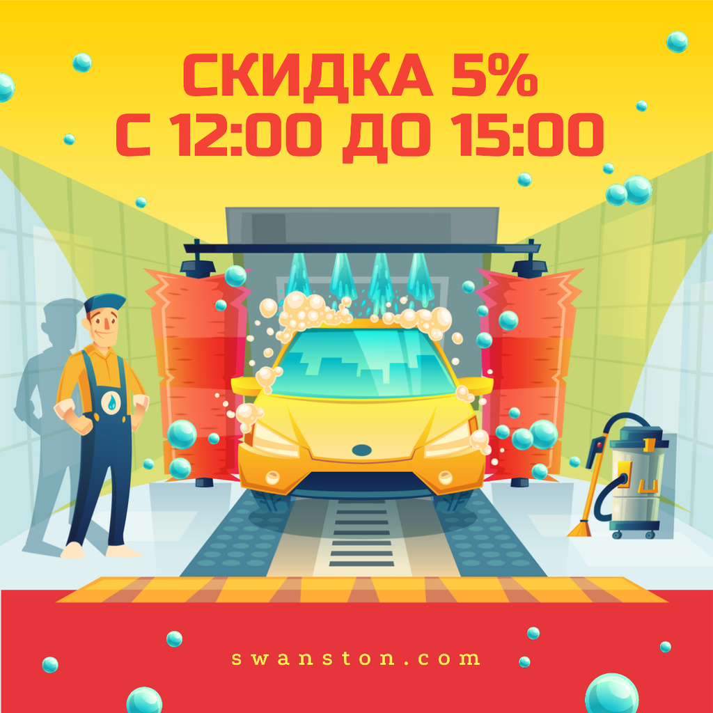 Worker by Car at auto wash Instagram AD tervezősablon