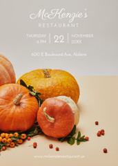 Thanksgiving Dinner Announcement with Pumpkins and Berries