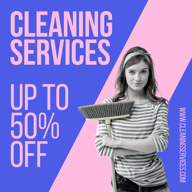 Cleaning Services with Big Discount Instagram AD Šablona návrhu