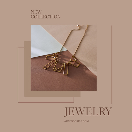 New Collection Jewelry Ad with Necklace Instagram Design Template