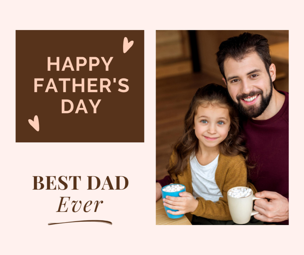 Collage with Photos of Happy Father and Daughter Facebook – шаблон для дизайну