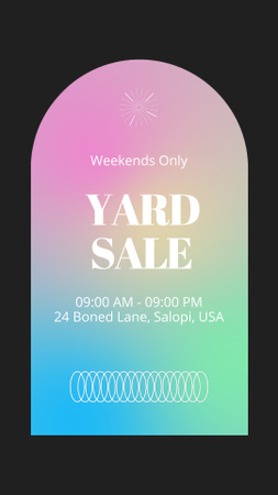 Designvorlage Yard Sale-Text auf buntem Farbverlauf für Instagram Video Story