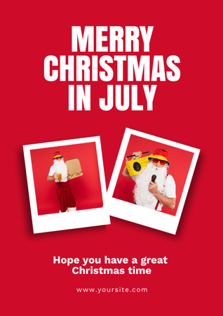 Christmas in July Greetings with Santa Photos Flyer A4 Design Template