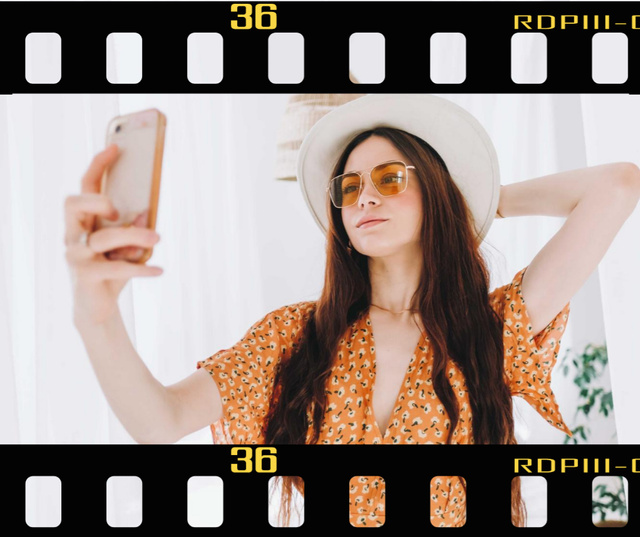 Stylish Young Woman taking Selfie Facebook – шаблон для дизайну