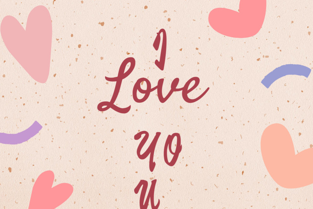 Szablon projektu Expressing Love In Phrase With Hearts Postcard 4x6in
