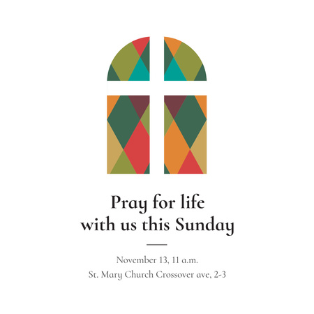 Designvorlage Einladung zur Kirche mit Fensterillustration für Instagram