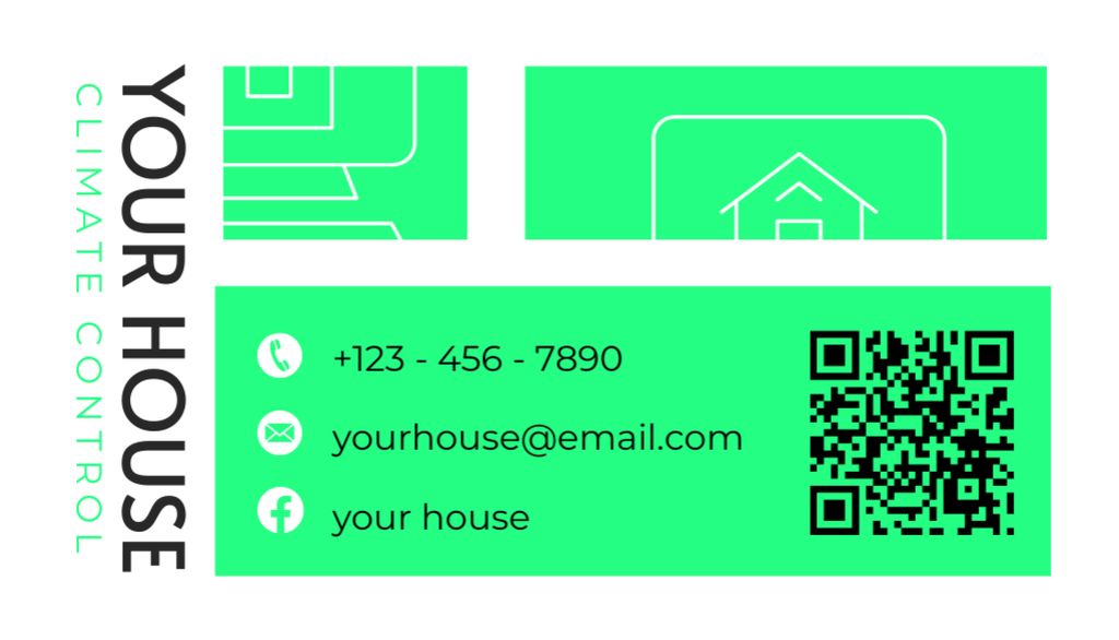 Ontwerpsjabloon van Business Card US van House Climate Control Maintenance and Residential Improvements