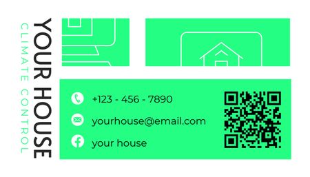 House Climate Control Service Green Simple Business Card US Design Template