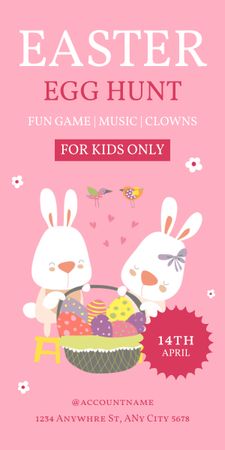 Cute Illustration of Easter Egg Hunt Ad Graphic Design Template