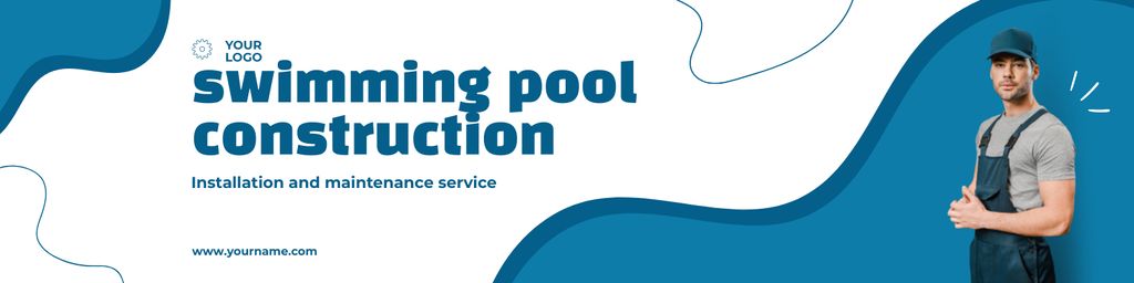 Designvorlage Swimming Pool Construction And Maintenance Service Offer für LinkedIn Cover