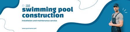 Offer of Services for Construction of Swimming Pools LinkedIn Cover Design Template