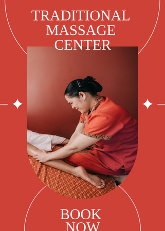 Massage Center Advertisement with Female Masseuse Flayer tervezősablon