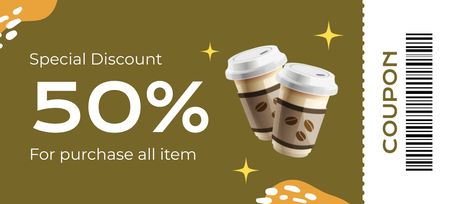 Discount on Coffee to Go Coupon 3.75x8.25in Design Template