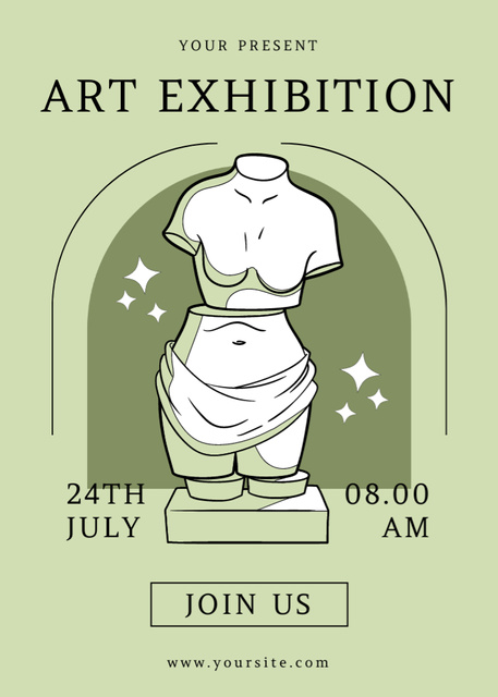 Art Exhibition Announcement with Antique Statue Flayer Modelo de Design