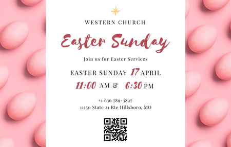Announcement of Easter Church Services On Sunday Invitation 4.6x7.2in Horizontal tervezősablon