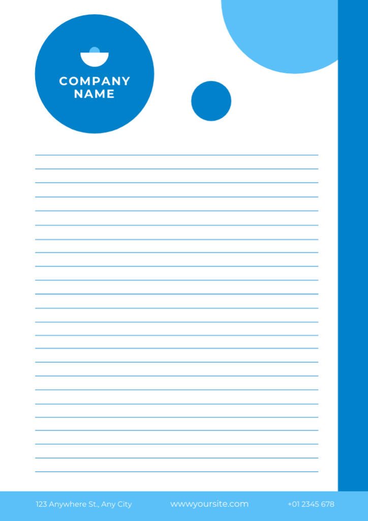 Letter from Company with Bright Blue Circles Letterhead Tasarım Şablonu