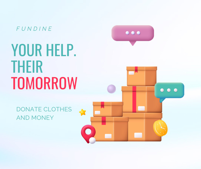 Donation Motivation Ad with Boxes Facebook Modelo de Design
