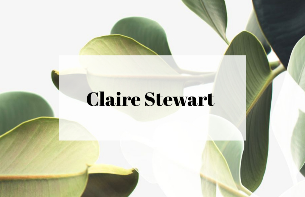 Green Plant Leaves Frame Business Card 85x55mm Design Template
