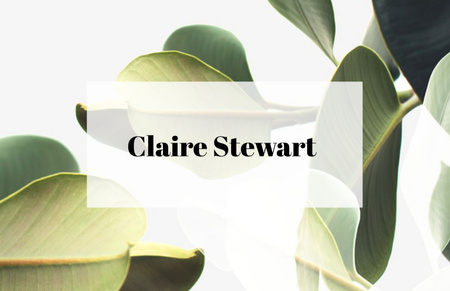 Green Plant Leaves Frame Business Card 85x55mm Šablona návrhu
