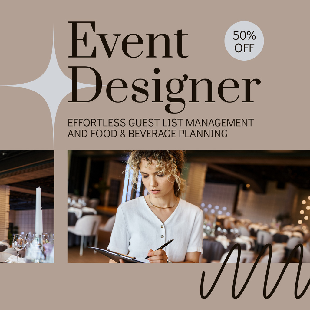 Discount on Professional Event Designer Services Instagram Πρότυπο σχεδίασης