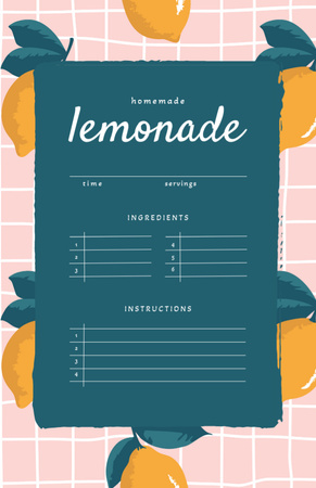 Plantilla de diseño de limonada casera pasos de cocina Recipe Card 