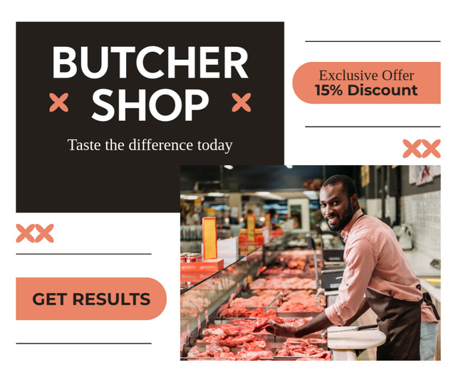 Designvorlage Exclusive Offer in Butcher Shop für Facebook