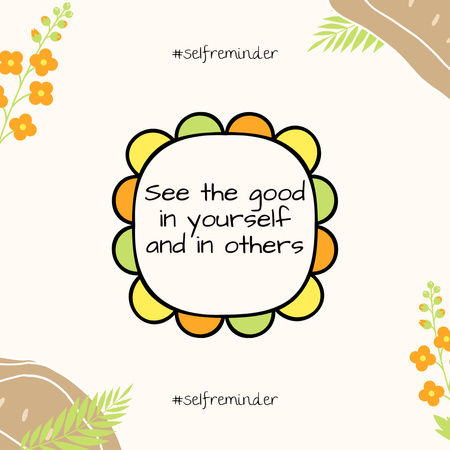 Ontwerpsjabloon van Instagram van Inspirerend citaat met bloemen over goed