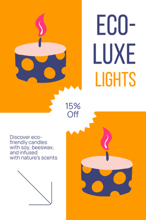 Modèle de visuel Remise sur les bougies fabriquées à partir de matériaux Eco-Luxe - Pinterest