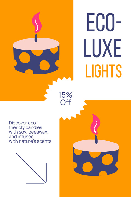 Ontwerpsjabloon van Pinterest van Discount on Candles Made from Eco-Luxe Materials