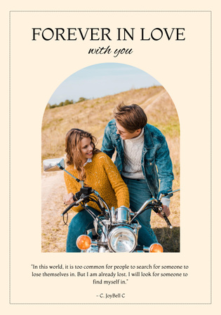 Motosiklette Aşık Çiftle Romantik Bilgelik Poster 28x40in Tasarım Şablonu