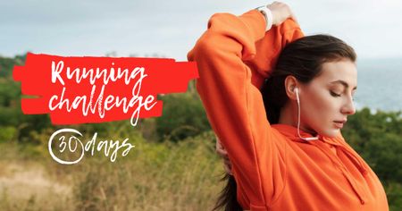 Sport Challenge announcement with Girl training Facebook AD Design Template