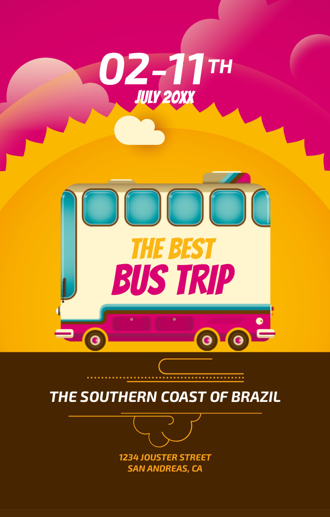 Best Bus Trips to Brazil Invitation 4.6x7.2in Design Template