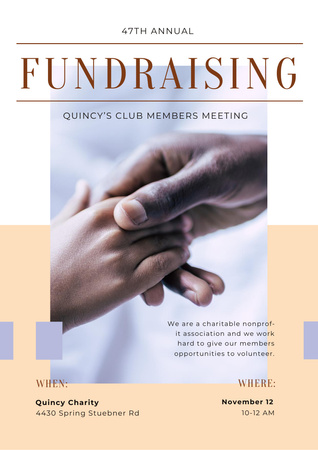 Szablon projektu Ogłoszenie o spotkaniu fundraisingu z ręką wspierającą Poster A3