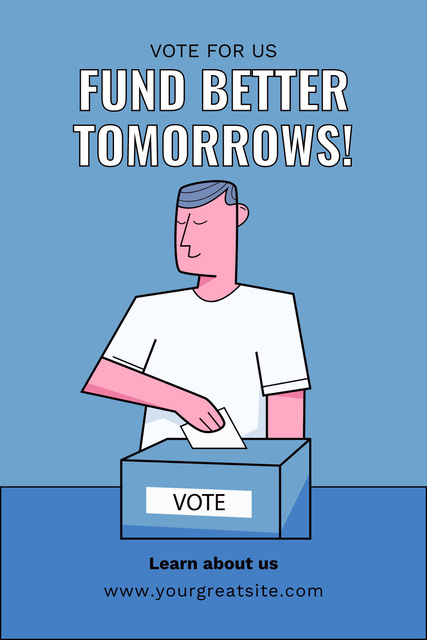 Voter at Elections on Blue Pinterestデザインテンプレート