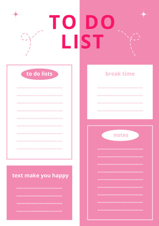Ροζ και άσπρη λίστα εργασιών και χρονοδιάγραμμα Schedule Planner Πρότυπο σχεδίασης