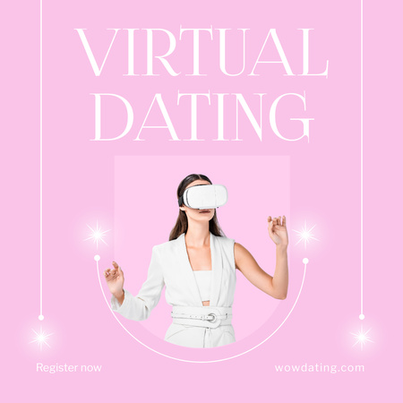 Virtual Dating Ad in Pink Instagram Design Template