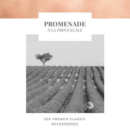 French accessories Offer with Woman in lavender field Instagram Design Template
