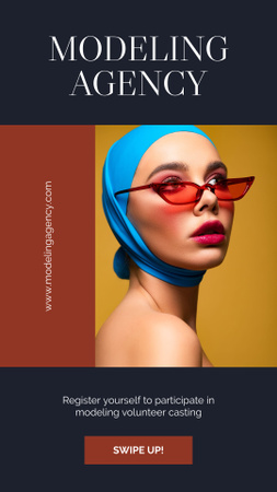 Portrait of Woman in Stylish Glasses Instagram Story Design Template