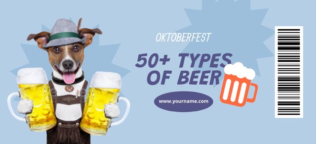 Funny Dog with Oktoberfest Beer Coupon 3.75x8.25in Design Template