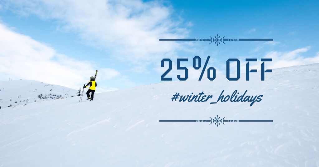 Winter offer with Snowy Mountains Facebook AD tervezősablon