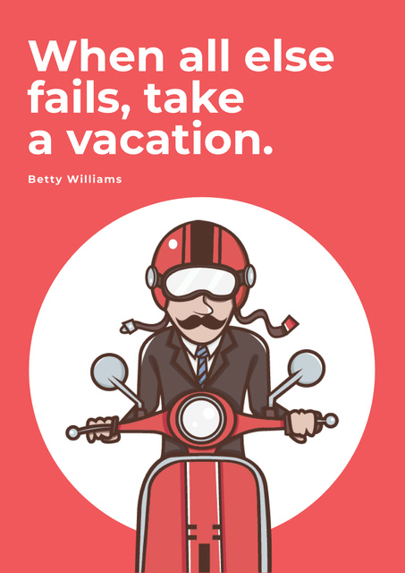 Designvorlage Man going on bike to vacation für Poster